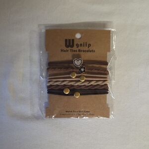 Brown Hair Ties Bracelet Set